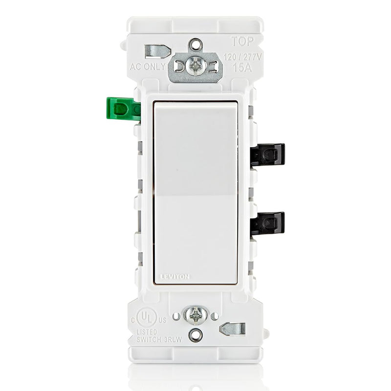 Leviton E5601-MW Decora Edge 15 Amp Single Pole Rocker Switch, 10-Pack, White 10 Pack