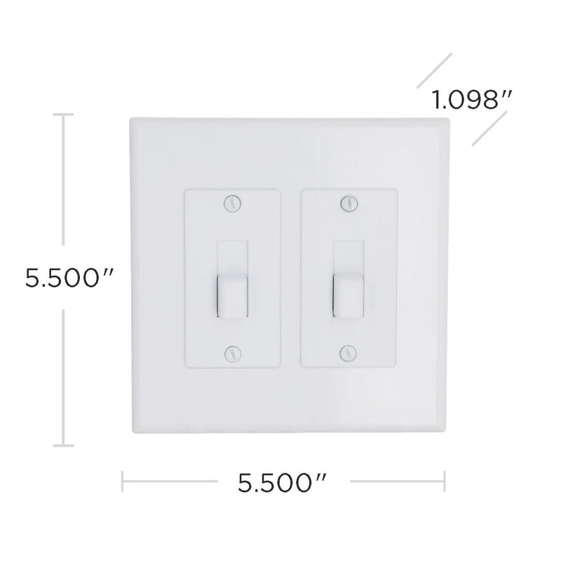 TayMac 2672W 2-Gang MASQUE Decorator Cover, Toggle, White 2 Gang Toggle Switch