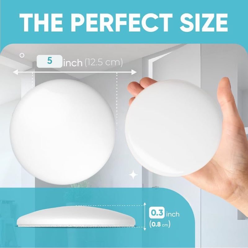 Strongest Home Wall & Door Handle Stopper 5" Set of 3 Pieces White Rubber Door Knob, Round Wall Shield Cushion, Quiet Wall Protector for Door Handle, Guard Door Bumper, Self Adhesive X-Large