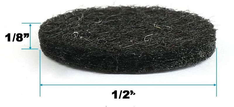 Black Self Adhesive Felt Bumpers 1/2" Diameter and 1/8" Thick (48 Pack), Round