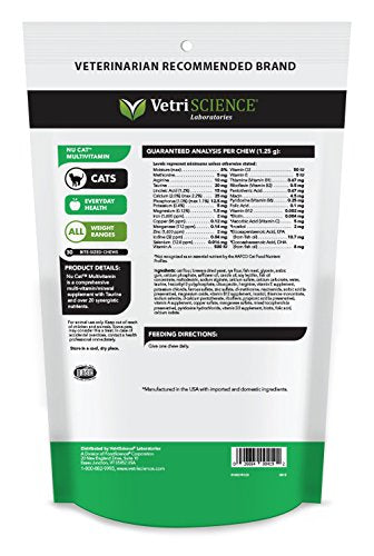 Vetriscience Nu Cat Multivitamin for Cats with Omega 3, Taurine and Immune Support Ingredients - Formulated and Recommended by Veterinarians 30 All Ages - PawsPlanet Australia