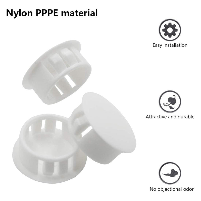 30 Pack 19mm (3/4") Round Plastic Hole Plug White, Flush Type Hole Plugs, Pipe Choke Plug, Furniture Fencing Post Pipe Insert End Caps 3/4" / 19mm White - 30pcs