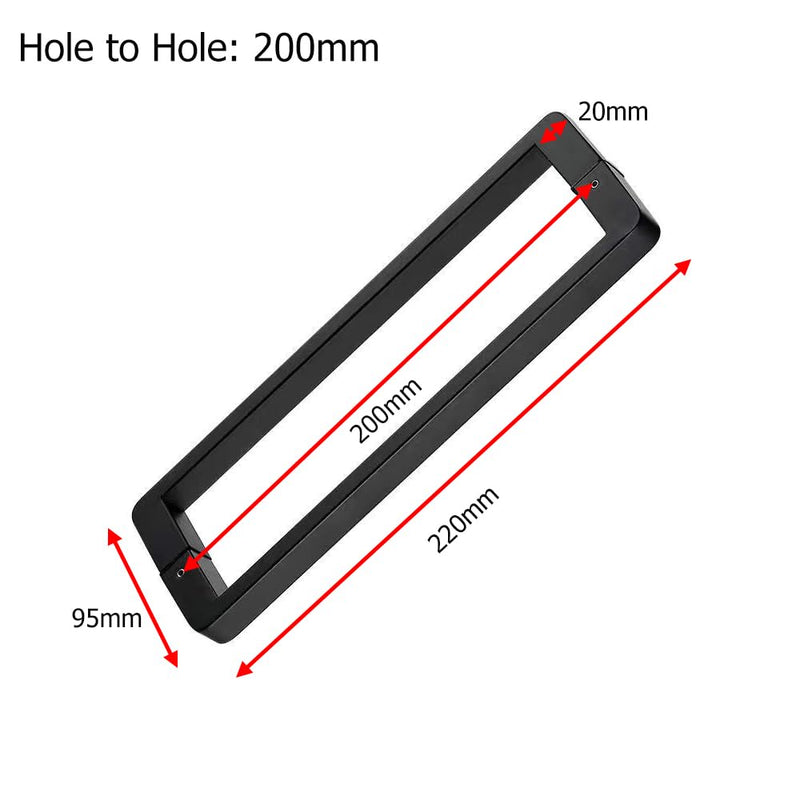 Shower Door Handle 200mm (8 inch) Hole to Hole, Push Pull Door Handle Stainless Steel, Sliding Barn Door Handle for Bathroom Glass Doors, Black, Heavy Duty Swing Door Handle 8 Inch