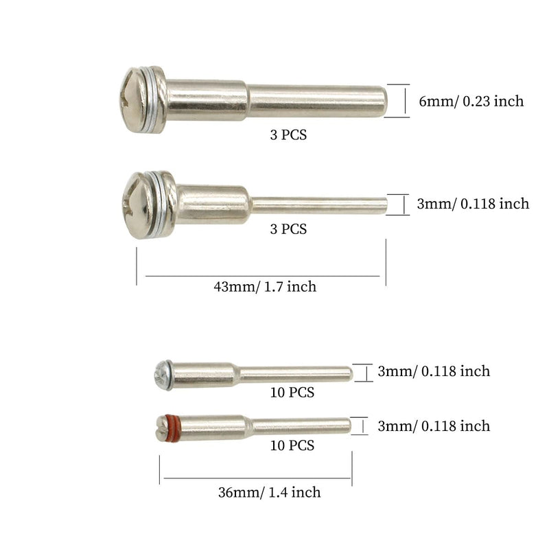26PCS Cut-Off Wheel Screw Mandrel Set, 2mm/3mm/6mm Screw Mandrel for Rotary Tools (1/8 Shank, 1/4 Shank)