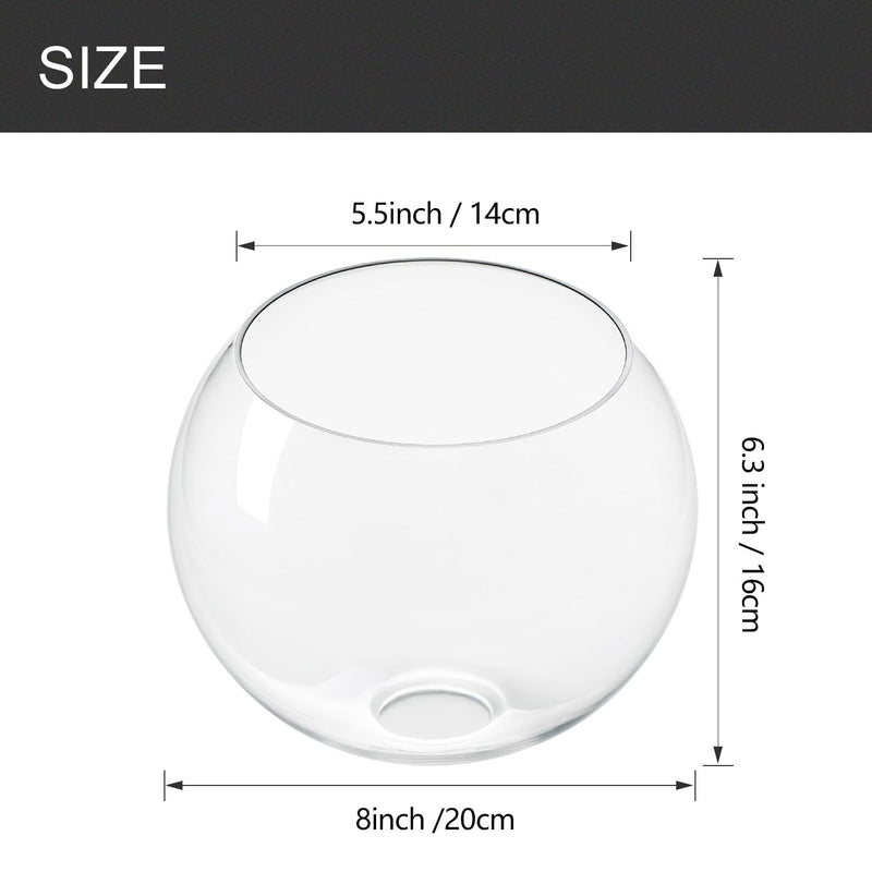 Fixture Replacement Globe Shade with 1.65 Inch Fitter, 8 Inch Diameter, E26 Base 1-5/8 Inch Fitter, Glass Lampshade Cover for Pendant Wall Sconce Chandelier Vanity Light (Clear) Clear