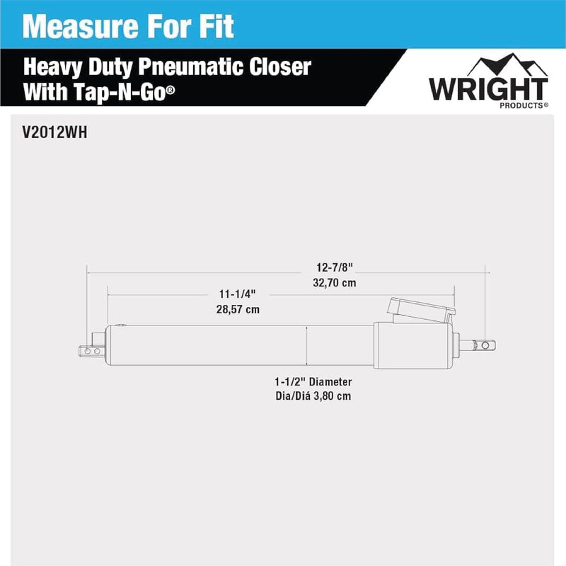 Wright Products V2012WH Heavy Duty Screen and Storm Door Tap-N-Go Pneumatic Closer, White Pack