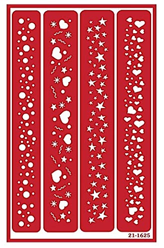 3 Armour Etch Over N Over Reusable Glass Etching Stencils Set | Heart, Floral, Star, Circle Borders and Patterns