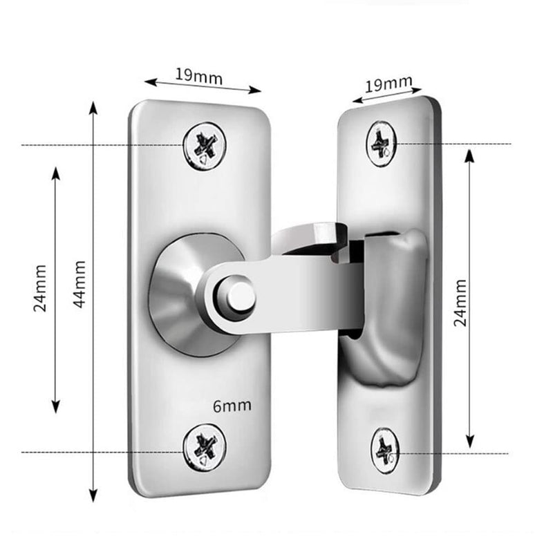 90 Degree Right Angle Door Lock Bolt Lock cam Lock Door and Window Sliding Lock Lever Bolt Storage Sliding Door Lock Pocket Special Door Lock (Silver)