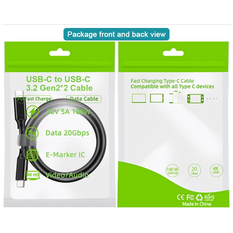 Samsung 3FT 10Gbps Data Sync Cable - USB C to USB A & C 3.2 Gen 2 for T7/5 Portable SSD, Android Auto, iPhone 15/15 Plus/15 Pro Max, Galaxy S21/S20 - Two Pack