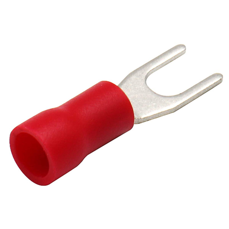 Baomain SV1.25-3.5S Insulated Stud Size #6 Size Fork Terminal 22-18 Gauge Red (100PCS) 100