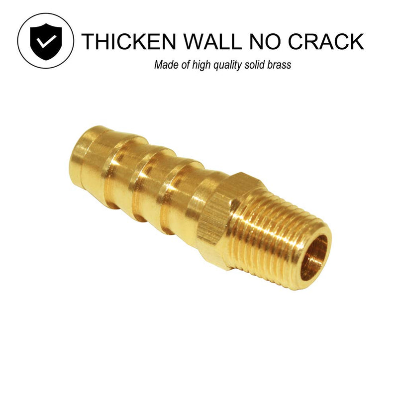 JoyTube 5 Pcs Hose Barb Fittings 1/8" Barb to 1/8" NPT Male Thread Brass Metals Adapter Connector 1/8"Barb x 1/8"NPT