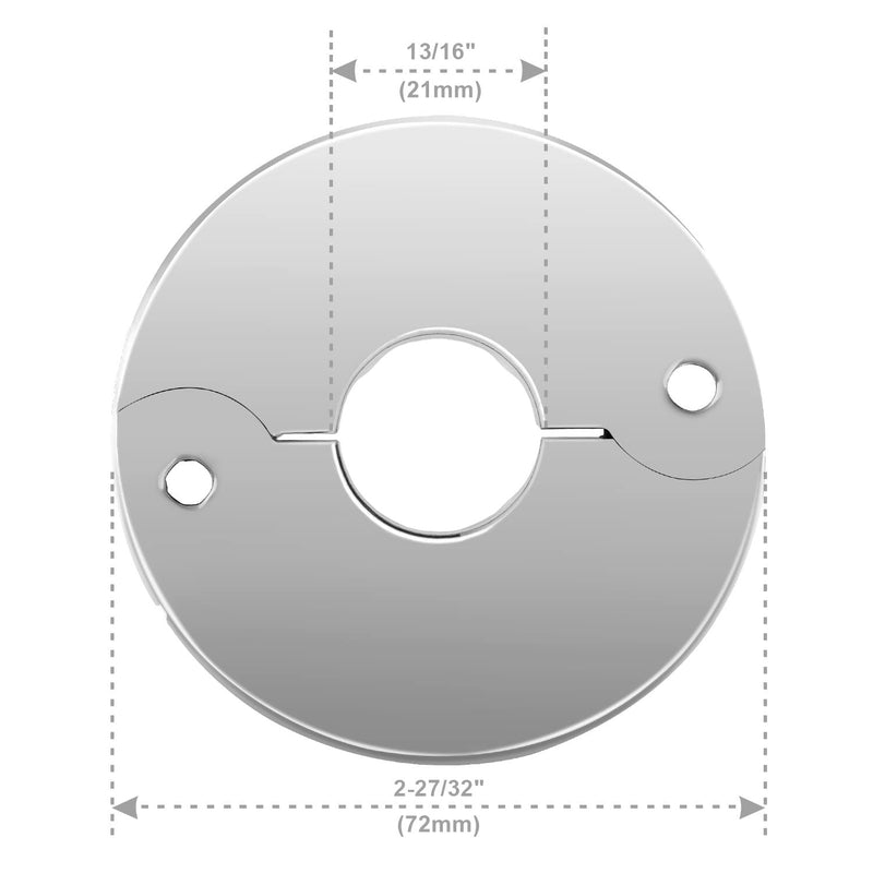 Plumbing Cover Plates, Escutcheon plate, Stainless Split Flange 2 0.83 in / 21 mm