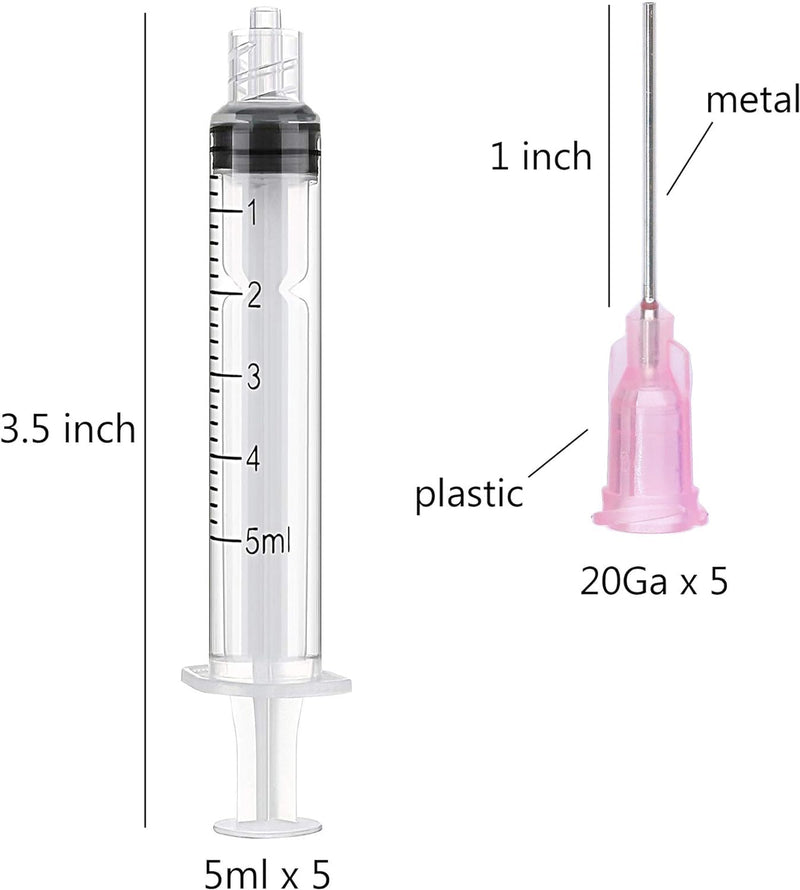5 Pack 5ML/CC Premium Ink Filling Syringe with Blunt Needle Tip for Fountain Pen