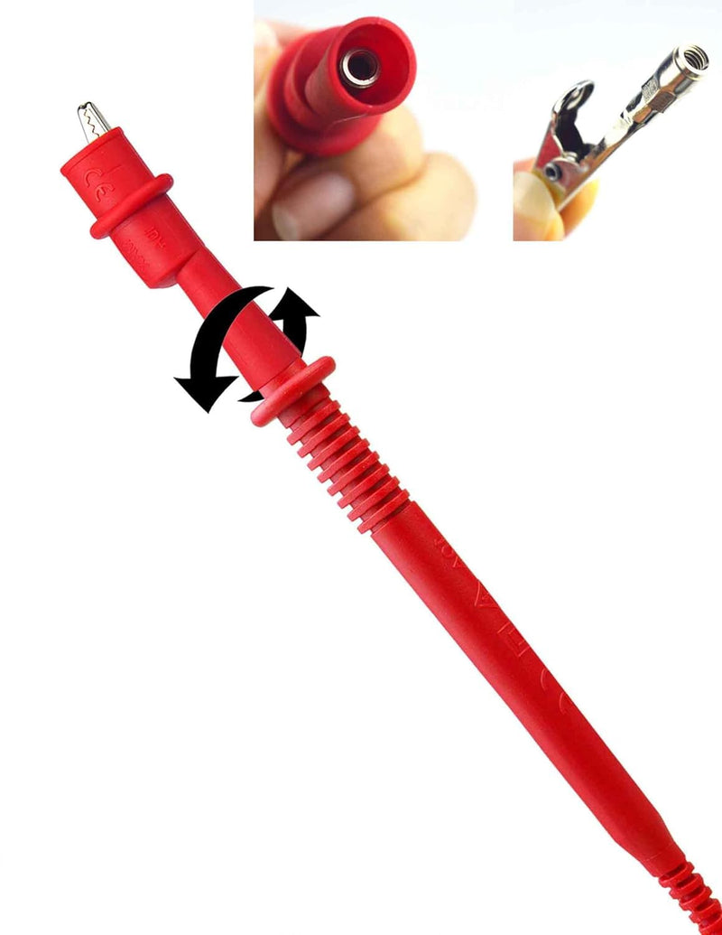 ZIBOO KIT-15 Test Lead Set,Compatible with Fluke Ideal Simpson,Digital Multimeter,Clamp Meter with Threaded Alligator Clips, 4mm Banana Test Lead Probe Clip Suitable Compatible with Klein Tools 69410 ZIBOO KIT-15