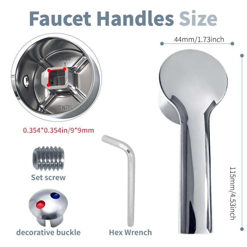 Faucet Handle,Single Faucet Handle Replacement,Compatible with 35mm Faucet Cartridge(Cartridge Stem 9 * 9mm),for Single Handle Bathroom and Kitchen Faucet Shower Handle-Silver-3