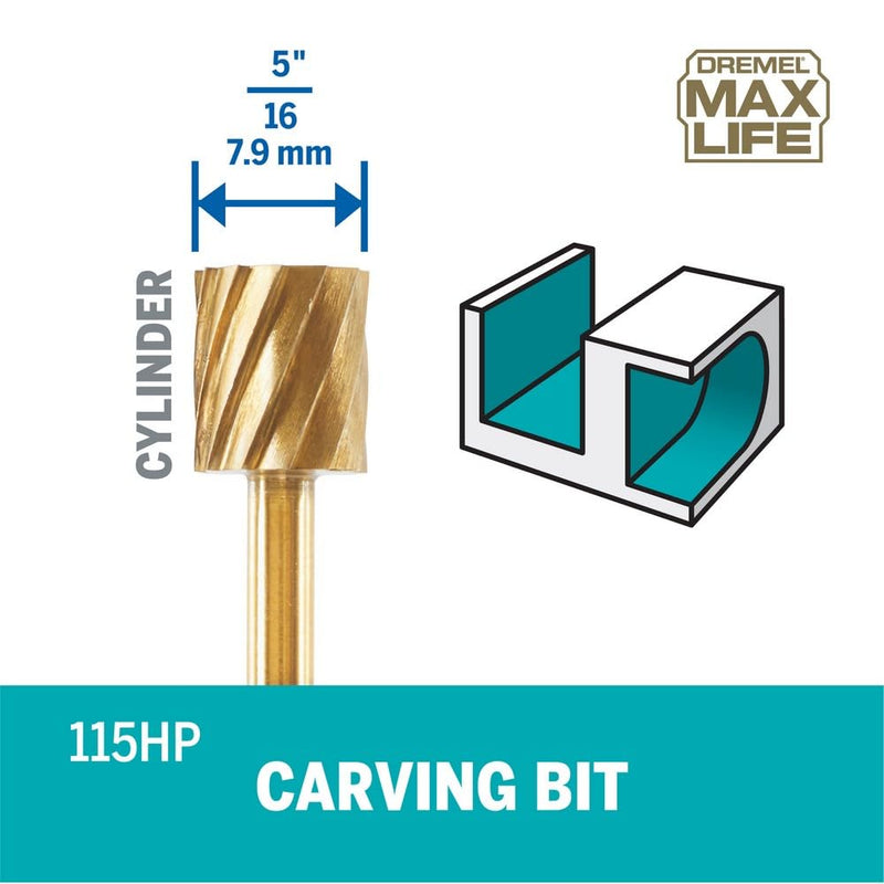 Dremel Max Life 115HP 5/16" (7.9mm) High Performance Rotary Carving Bit, 2-Pack 5/16"