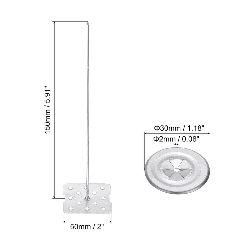 PATIKIL 150mm Perforated Insulation Pins with Round Washer,50 Sets 2in Insulating Nails Wall Plug for Fixing Foam Boards to Wall or Ceiling