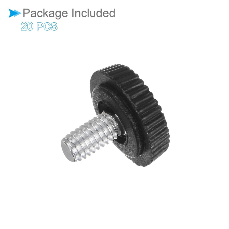 Thumb Screw Knurled Knobs, M4 x 8mm Male Thread, Black Round Head Clamping Screw Threaded Stud Hand Knobs Grip, (Applications: for Machinery Lathes), 20-Pieces