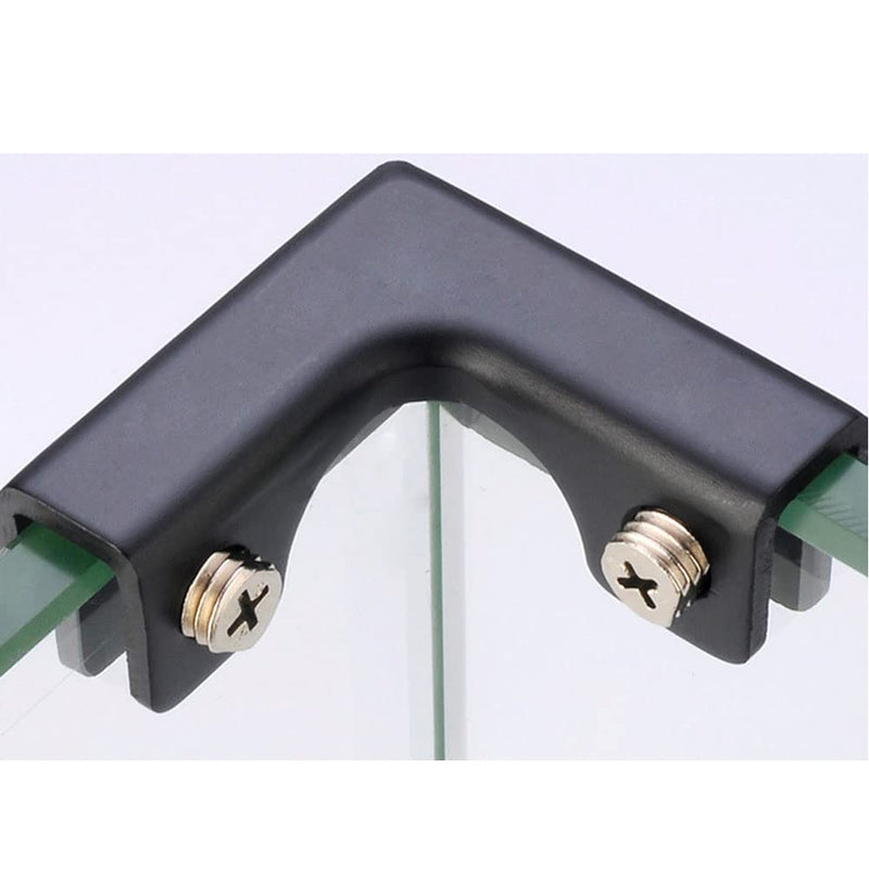 jinyatu 4Pcs Glass Clamp Square Glass Frame 90 Degree Corner L Shape Glass Connector Clip Holder for Rimless Aquarium Shower Door Cube Glass Panel Fixing (Max Clamp 10mm Thick) Max Clamp 10mm thick