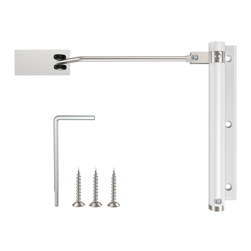 Automatic Door Closer, Stops Door Slamming, Ultra-Quiet Soft Close for Home & Apartment Doors, Upgraded Aluminum Roller Arm, Scratch-Free, Adjustable Speed, Self Closing Spring Door Closer, White Painted White Small Size – Doors up to 88 lbs