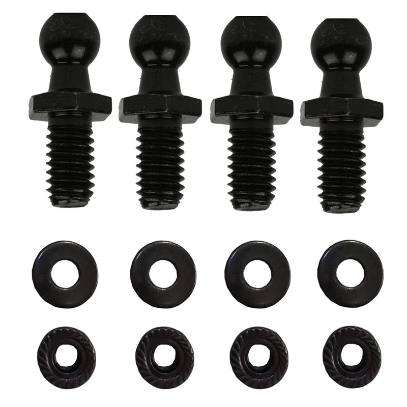 Qty 5 10mm Ball Studs with Hardware M8 Pin Bolt End Fittings 5/16-18 Thread x 1/2" Long Shank for Gas Lift Support Strut Ended Bonnet Fittings (Black, M8 Screw 5pcs) Black
