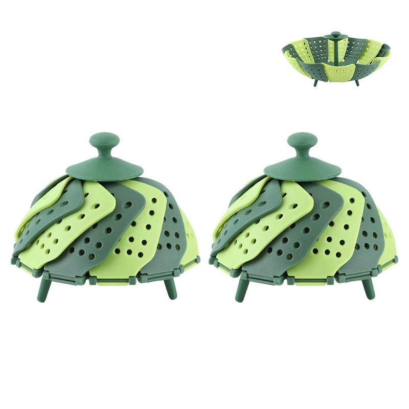 2Pcs Vegetable Steamer Basket, 150 ℃ High Temperature Resistant Folding Steaming Basket, Food Steaming Basket with Central Handle for Home Kitchen, Vegetable Fruit, Various Size Pot