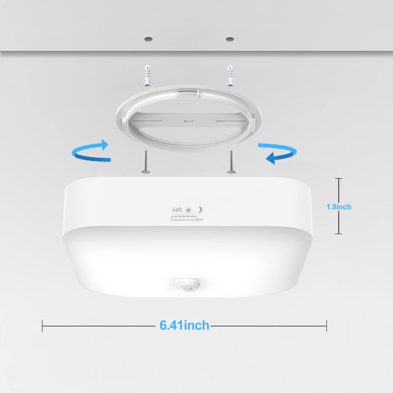 Rechargeable Motion Sensor Closet Light, Rechargeable Battery Operated Ceiling Light Wireless, 500LM Wireless Motion Activated Light for Shower Stairs Hallway Pantry Porch Garage, 5000K White