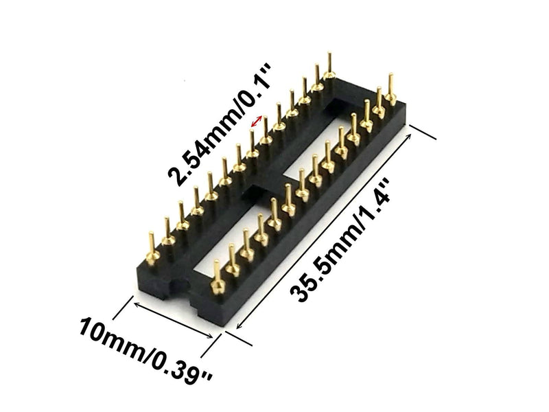 Gold-Plated 20 pcs DIP-28 pins IC Round Hole Socket Adaptor 2.54mm Pitch 7.6 Row Pitch 2 Row 28 Round Pins Soldering (DIP-28 pins)