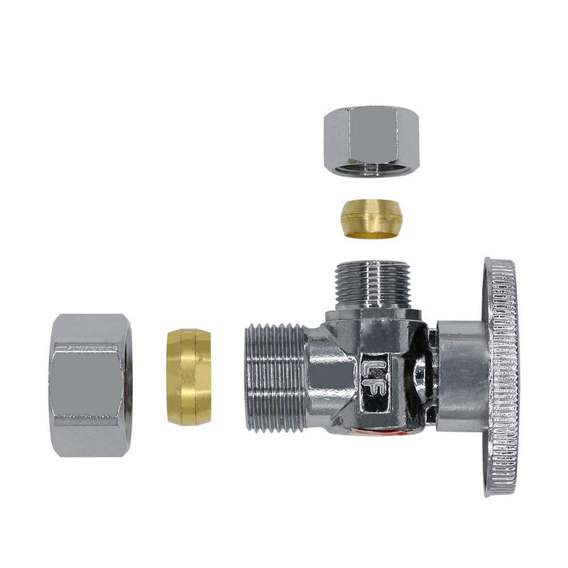 1/4 Quarter Turn Brass Angle Stop Valve 1/2" NOM Inlet (5/8"OD Comp) x 3/8" COMP Outlet,Water Shut Off Valve for Water Sink/Bathroom/Toilet/Kitchen (1-Pack) 5/8"OD COMP Inlet x 3/8"OD COMP Outlet