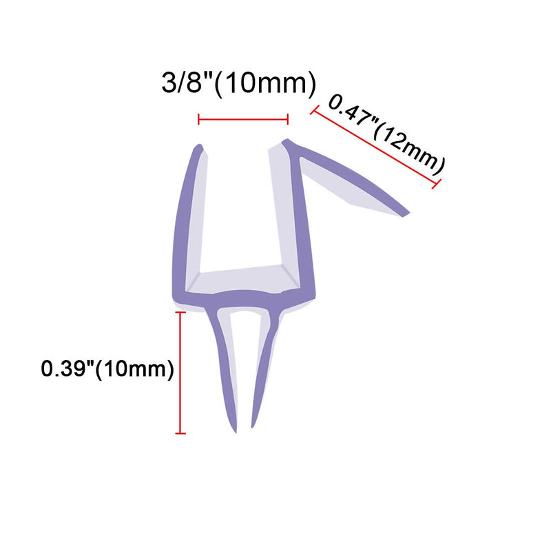 Frameless Glass Shower Door Sweep for 3/8" Glass, Bottom Seal with Drip Rail, 27.5" Long 3/8"/10mm