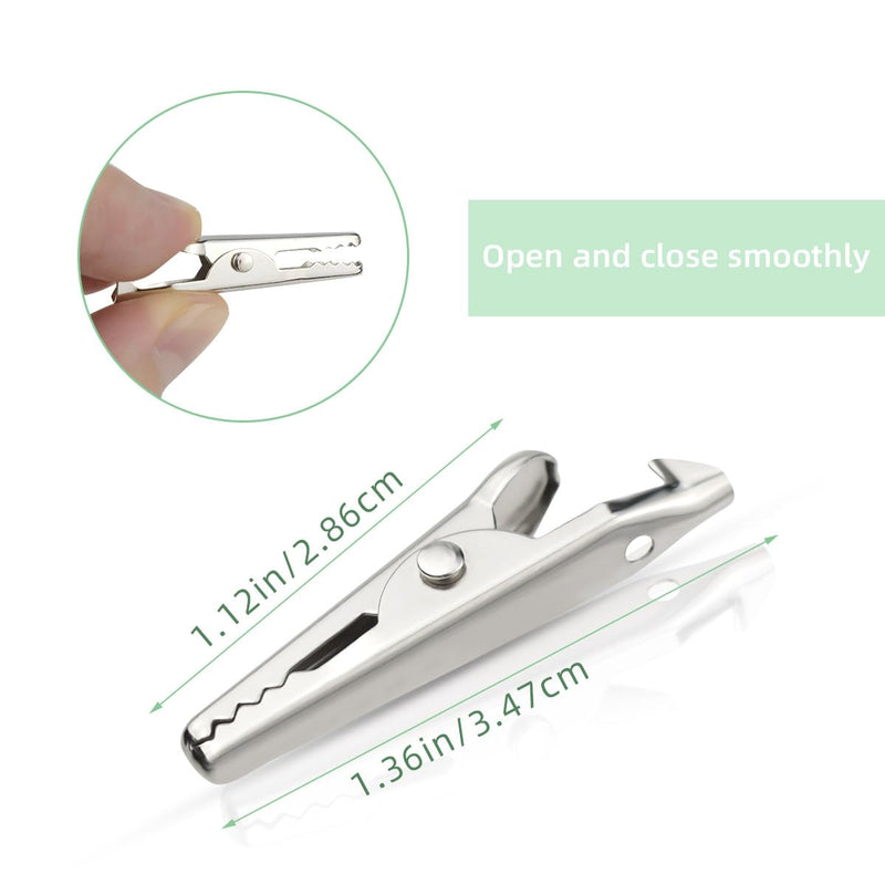 25 Pcs Nickel Plated Alligator Clips Metal Alligator Clip Crocodile Electrical Clamps Silver Nickel Plated Test Wire Spring Clamp Silver Tone Alligator Clips for Laboratory Electric Testing Work
