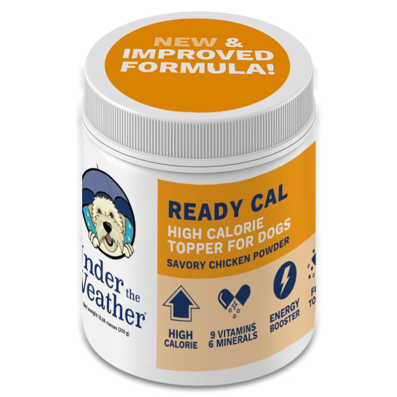 Under the Weather Ready Cal Powder for Dogs, High-Calorie Weight Gainer & Appetite Stimulant, Dog Energy Booster Veterinarian-Approved Pet Supplement with Vitamins & Minerals, Chicken Flavor |10.58 oz For Dogs - Ready Cal Powder