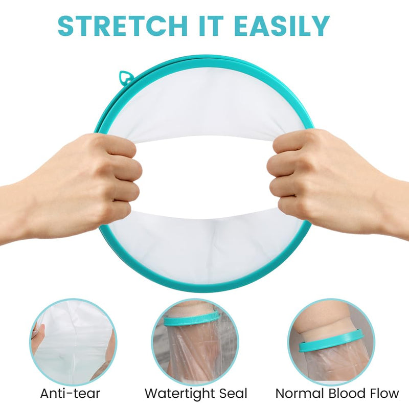 Cast Covers for Shower Leg, Waterproof Cast Cover for Showering, Cast Protector for Shower Leg Adult, Shower Boots for Foot after Surgery, Knee, Ankle, Foot (Diameter - 7.9") Rigid Rim Diameter - 7.9"