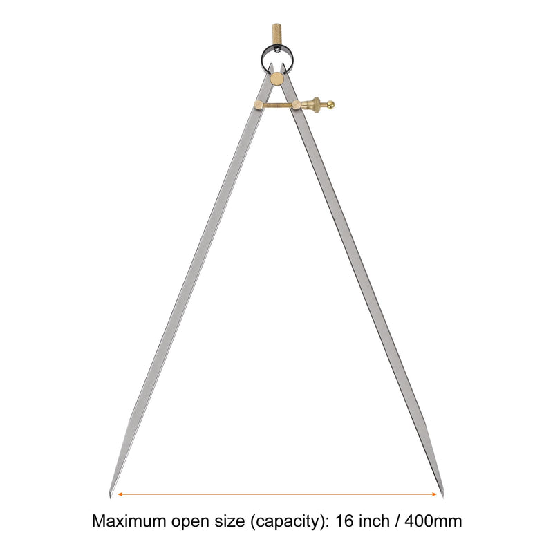 HARFINGTON Spring Joint Caliper 16 inch / 400mm Steel Spring Divider Caliper with Brass Fulcrum for Metalworking Geometry Drawing Woodworking, Flat Leg