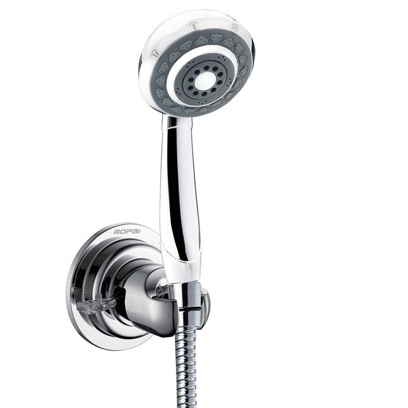 BOPai Suction Shower Head Holder, Relocatable Handheld Showerhead Holder, Chrome, Suitable for Installation On Smooth Surfaces Holder-Chrome