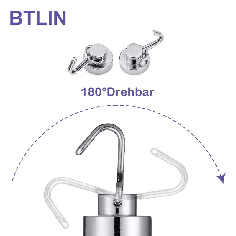BTLIN Mini Magnetic Hooks, Strong Neodymium Magnet with Hook, Heavy Duty Small Metal Hanging Hook Max Load 18 lbs for Kitchen Fridge Grill Office 12 Pack
