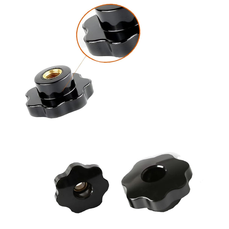 M5 Star Through Hole Knob Female Thread Nut Clamping Knob Grip Assortment Kit,M5x25 for Mechanical Equipment Star Shape Hand Knobs Black Plastic Screw-On Handle Clamping Knob 10pcs M5x25