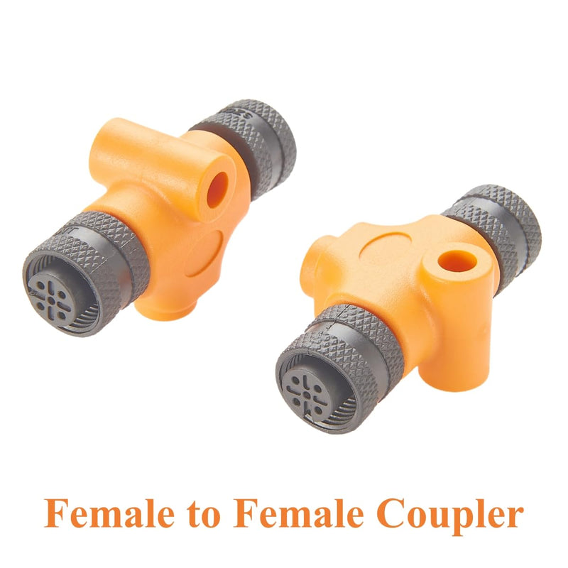 NMEA 2000 N2k T Connector M12 Micro-Change Gender Changer IP67 M12 5Pin A Code Female to Female Coupler Marine Boat Drop T Splitter for CAN Bus CANOpen Devicenet