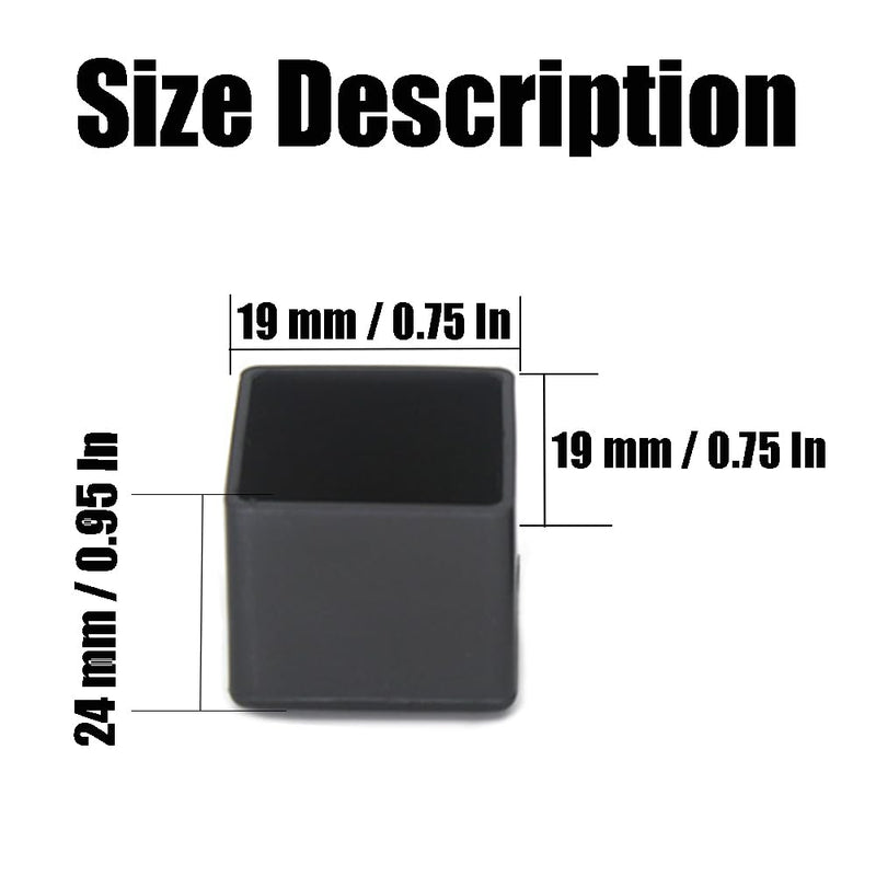 20Pcs 3/4 Inch (19mm) Square Rubber Chair Leg Tips Caps, Chair Table Leg Covers Floor Protectors, Chair Leg End Caps for Furniture, Chair, Table 19x19mm(3/4"x3/4"), 20Pcs