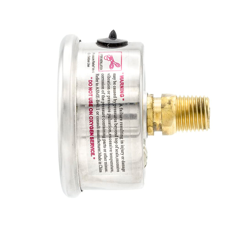 Liquid Filled Center Back Mount Pressure Gauge with 2" Dial, 0-3000 PSI, 1/4" Male NPT Connection, Stainless Steel CASE and Bezel (1)