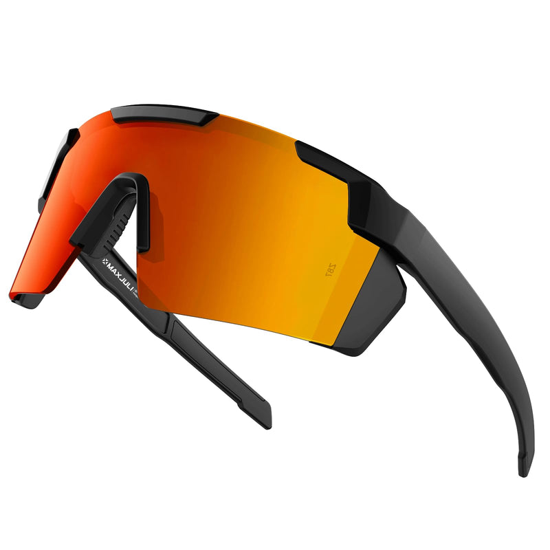 MAXJULI XL Z87 Sunglasses for Big Wide Heads Men TR90 Ultralight UV400 Protection Glasses Z8225 Black/Red