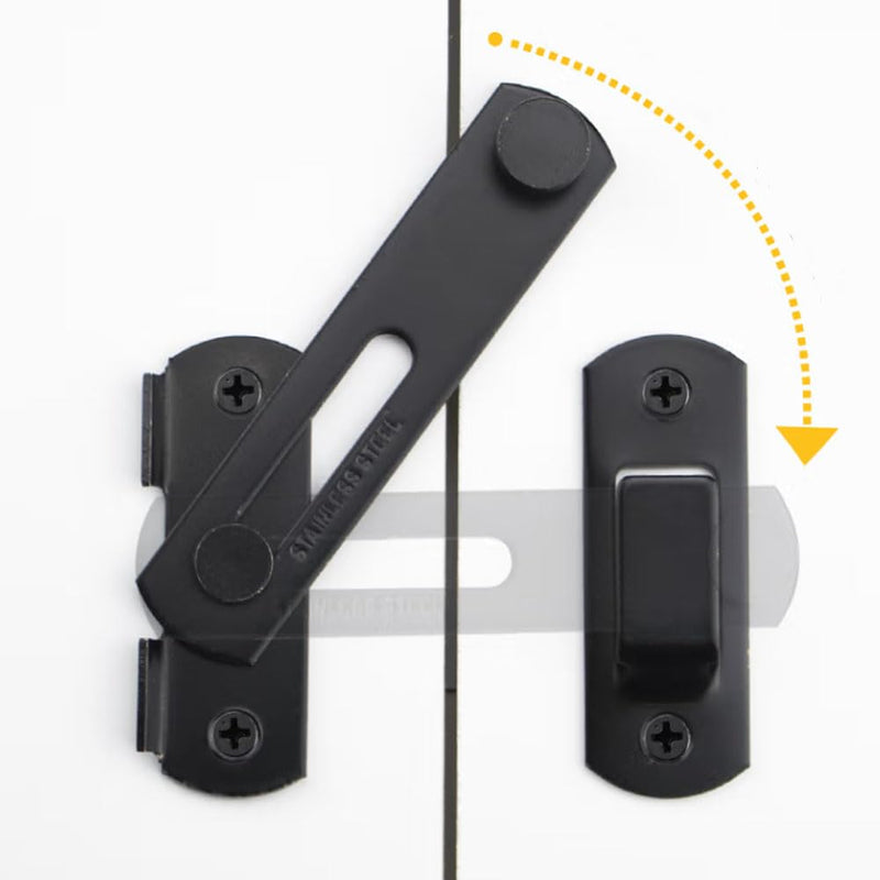Flip Lock Barn Door Latch 4 Pack Door Latches Small Black Safety Door Glide Sliding Wine Cabinet Closet Gate for Bathroom Garden Cabinet Window