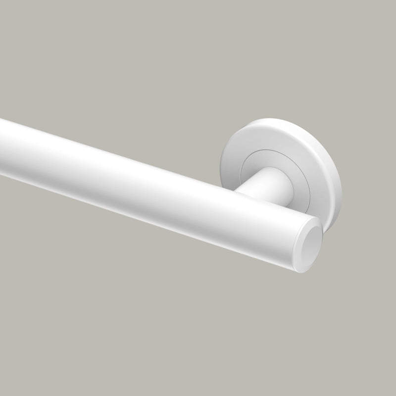 Gatco 854W Latitude II 24-Inch Grab Bar, ADA Compliant Wall Mounted Stainless Steel Bathroom 24" Safety Grab Bar, Matte White 24 Inch