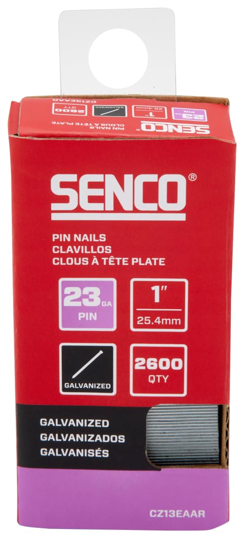 SENCO CZ13EAAR 1" 23 Gauge Pin Nails, Galvanized Finish 2,600 Count Pack