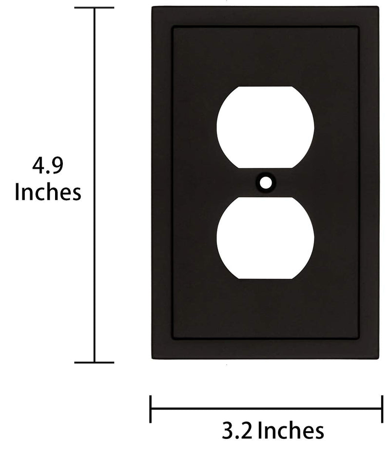 Modern Edge Decorative Wall Plate Switch Plate Outlet Cover, Durable Solid Zinc Alloy (Single Duplex 2PK, Matte Black) Single Duplex 2PK