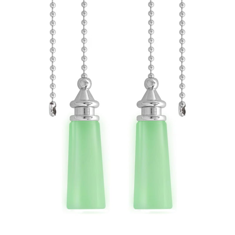 2Pcs Ceiling Fan Pull Chain Glow in The Dark,12in Crystal Ceiling Fan String Pulls Charm Extension Decorative,3mm Diameter Beaded Fluorescent Fan Pull Chains Ornaments with Connector