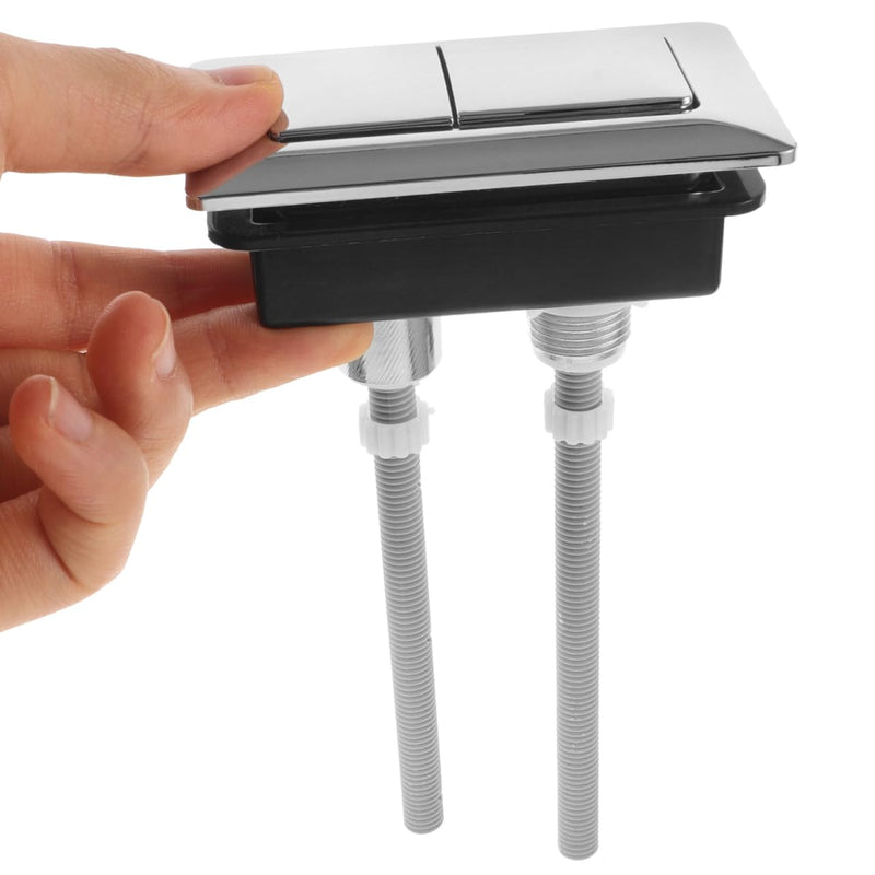 DOITOOL 2pcs Dual Flush Toilet Button Replacement, 5. 5 X 3. 3 Inch Rectangular Abs Push Button with Rods, Chrome Plated Water Tank Valve Switch for Bathroom 2