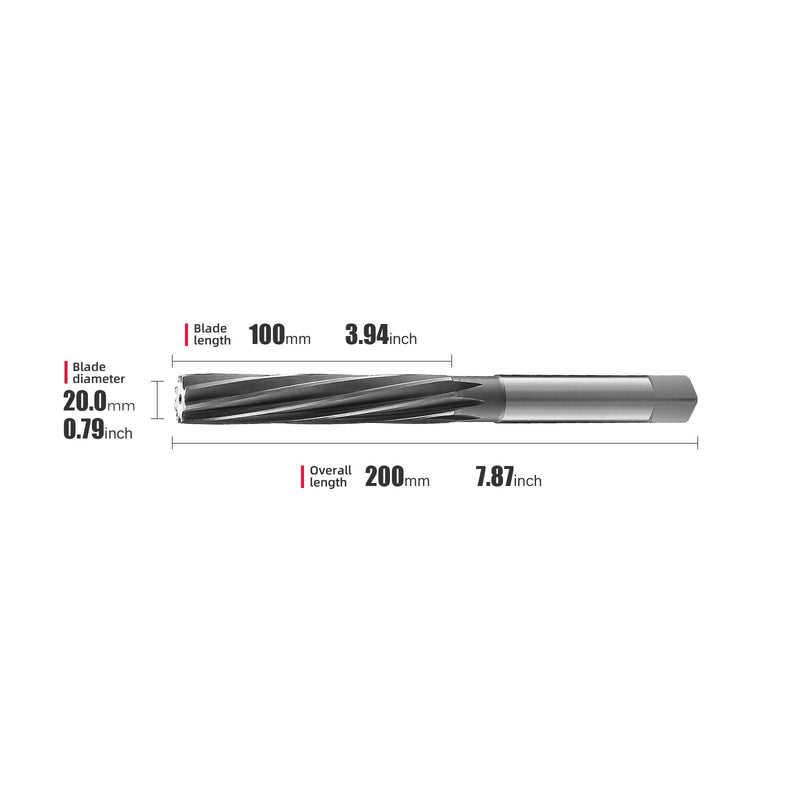 HSS Fixed Stem Guide Reamers Spiral 20mm，High Hardness H7 high Precision,1 pcs DRINYOUNG（20mm）