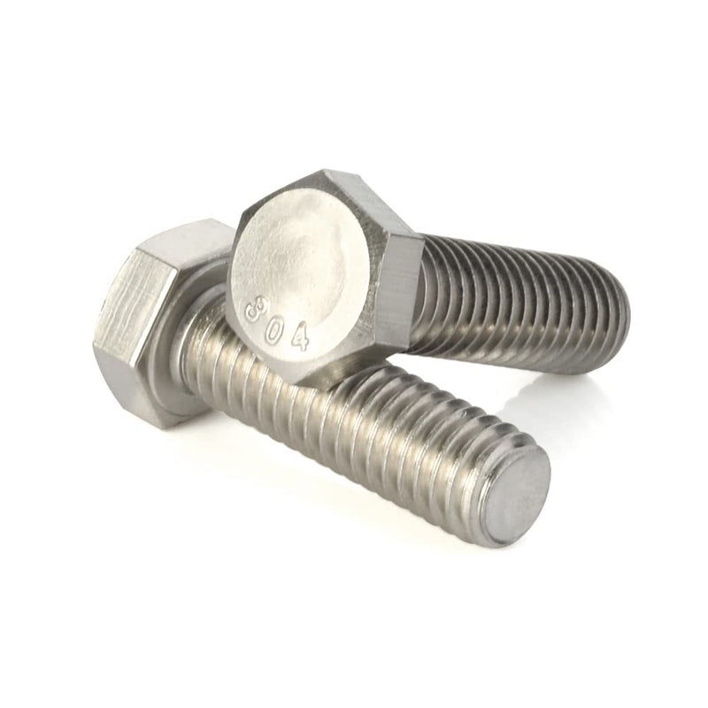 M8-1.25 x 20mm Hex Head Bolts Hexagon Screws, 304 Stainless Steel 18-8, Plain Finish, Fully Threaded, 25 PCS M8 x 20mm