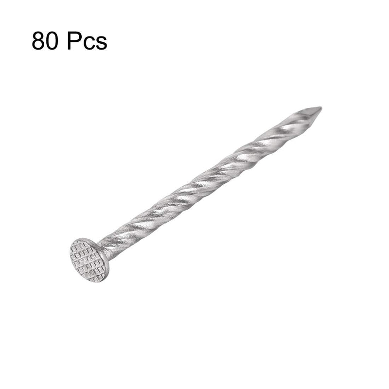 uxcell Spiral Deck Nails Stainless Steel Nail Spiral Shank 51mmx3mm(LxD), 80 Pcs